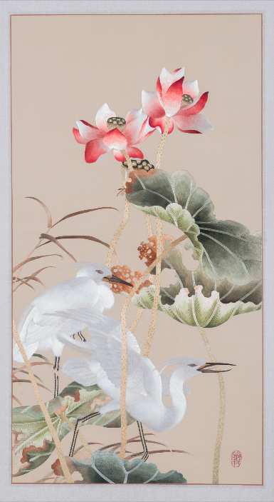 白鹭荷花，一鹭莲升