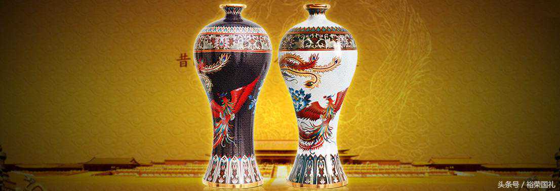 国礼景泰蓝《喜凤瓶》对瓶，张同禄十大经典作品之一